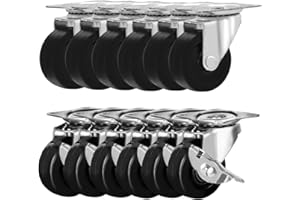 FactorDuty FactorDuty 12 Pack 2" Swivel Caster with Brake Wheels Hard Rubber Base w/Top Plate & Bearing (2" combo-12 pcs)