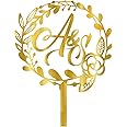 SVM CRAFT® Custom Personalized Gold Acrylic Cake Topper| Cake Topper (Personalized Cake Topper) for Anniversary, Husband, Wife, Engagement, love, valentine day