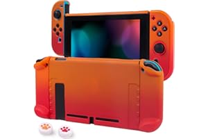 CHIN FAI Dockable Case für Nintendo Switch Hard Shell Schutzhülle für Nintendo Switch Console und Joy-Con Controller mit 2 Stäben (Rot-Orange)