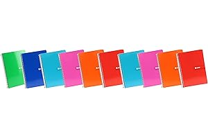 Enri, Cuadernos A5 (Folio 4º), Cuadrícula 3x3 Tapa Blanda, 80 Hojas. Pack 10 Libretas, Colores Aleatorios