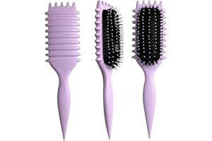 AQUPELW Lockenbürste, Curly Hair Brush, Bounce Curl Brush, Wildschweinborsten, Haarbürste zum Kämmen und Formen, reduziert Ziehen und Locken Trennung für definierte Locken（Violett）