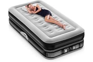 Airefina Colchón Hinchable Individual Bomba Eléctrica Incorporada, Inflado/Desinflado Rápido en 2 Minutos, Colchon Hinchable para Cama de Invitados y Camping，99 x 190 x 41 cm