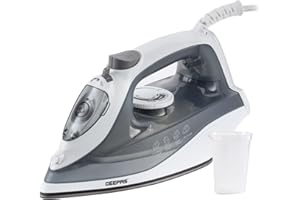 GEEPAS Steam Iron | Clothes Dry & Steam Press | 35s Fast Heat-Up, Vertical Steaming | Nonstick Soleplate & Adjustable Temperature | 210ml Water Tank with 0.5g/Steam Output | 2 Year Warranty 1750W Grey