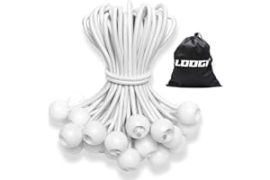 LOOGI Bungee Bands with Ball Pack of 50, Tarpaulin Tensioners with Ball 10 cm, Rubber Tensioner, Tent Elastics Expander Loops, Rubber Loops for Tarpaulins, Tent Banner