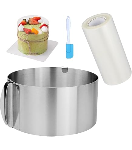 Aro Ajustable Para Tartas De Acero Inoxidable - Altura 20 Cm, Diámetro De 6 A 12 Pulgadas, Con 2 Clips