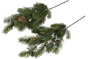 ‎BOTANIC-HAUS Botanic-Haus künstlicher Tannenzweig im Spritzgussverfahren hergestellt mit Zapfen (2 Stück)