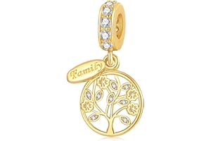 PHCLASY Golden Family Tree Charms compatible avec bracelet et collier pendentif en argent 925 sterling bijoux d'été femmes perles charme, cadeau d'anniversaire