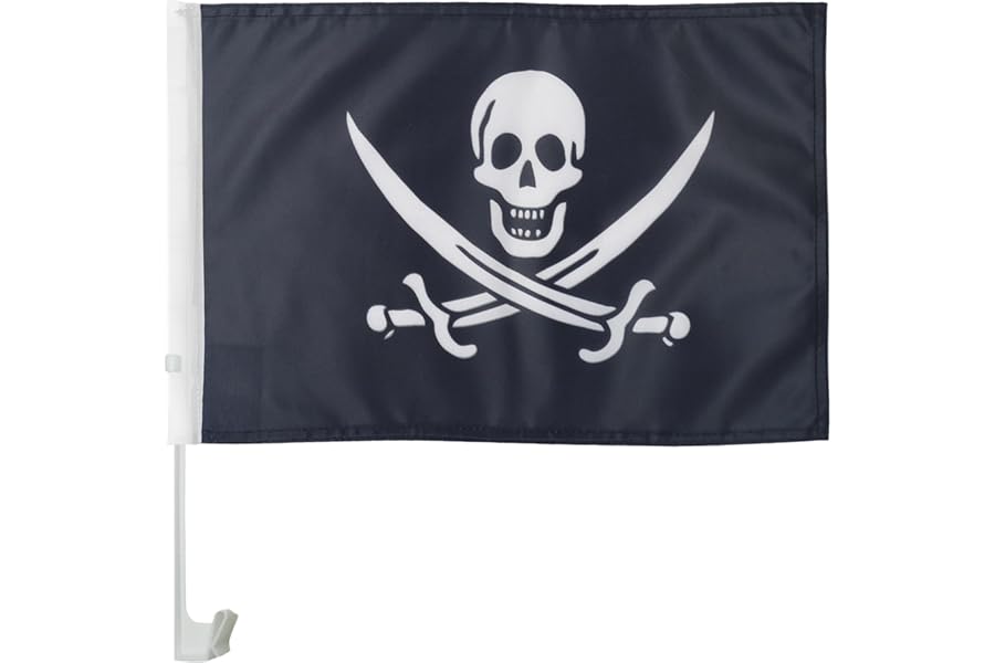 Pirate Jack Rackham Car Flag 18'' x 12'' - Pirates Car flags 30 x 45cm - Banner 18x12 INCHES PLASTIC STICK - AZ FLAG