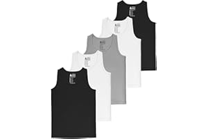 ALPIDEX Set di 5 Canotti Ragazzi Biancheria Canottiere Intima 100% Cotone Bambini Basic Canotta