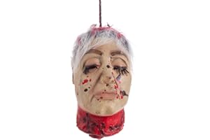 LOLAhome JUINSA Figura decoración Halloween Cabeza mutilada de Halloween Beige de Foam de 28x21x16 cm. Decoración de Halloween terrorífica y Realista