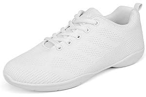 Asyusyu Cheer Shoes White Cheerleading Shoes Meshed Full Sole Dance Sneakers Jazz Trainers for Girls Women