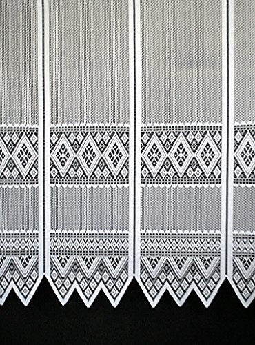 Scheibengardine Jacquard grafisch 110 cm hoch | Breite der Gardine durch gekaufte Menge in 13 cm Schritten wählbar | Farbe: Weiß - 2