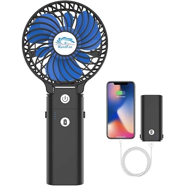 Wiederaufladbarer Mini-Handventilator – USB, 3 Geschwindigkeiten, Mit T-Ständer & Lanyard, Auch Als Wimperntrockner