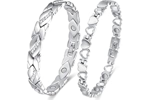 ‎CIGMAG Cigmag Lymphdrainage Magnetischen für Frauen Damen Titanstahl Einstellbar mit Removal Tool Geschenk Box (Silber Kristall & Love)