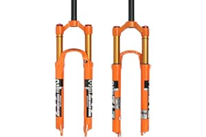 ZTZ Fourche Avant de Montagne, Fourche Amortisseur de Pression de l'air, Fourche de vélo, Accessoires en Alliage de magnésium, contrôle des épaules 26/27.5/29, Orange, 26