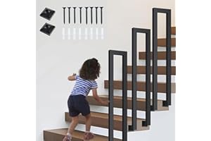 JHYCCDD Corrimano Per Scale Interne, Corrimano Scale, Corrimano Per Scale Esterne di U, Passamano Per Scale Interne, Ringhiere Per Esterni Nero, Corrimano, Per Balconi Corridoi(U-nero, 90CM)