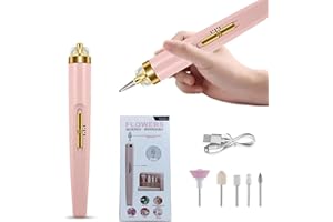 IFACA Torno para Uñas, Lima Electrica Uñas USB con Set de 5 Tipos de Brocas de Uñas,Navidad Kit de Manicura y Pedicura Eléctrico Profesional para Salón DIY,12,000 RPM Velocidad Ajustable
