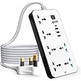 ADAK Power Strip with 6 Sockets, 3 USB Ports, 1 Type-C Port, 2M Extension Cable for Home,Kitchen,and Office (White)