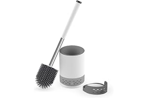 Nirox Escobilla de Silicona de Inodoro - - Escobilla de Limpieza de WC con Soporte - - De Pared o Independiente - - Portaescobilla con Piedra Mineral Que Absorbe la Humedad