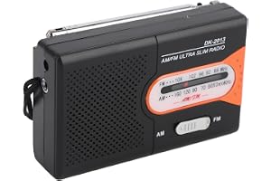 Bärbar AM FM-radioficktransistor med högtalare hörlursuttag hem utomhus (svart