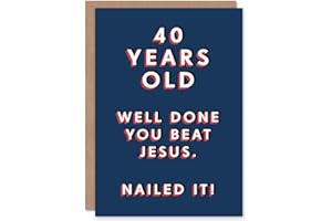 ARTERY8 Kartka urodzinowa 40 Years Old Beat Jesus For Him Man Male Dad Brother Son Friend Greeting Card Fun Funny Humor Joke