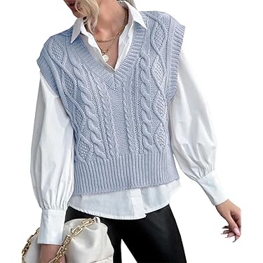 Shein Duxyoz Trui Vest Gebreide Mouwloze Truien Vrouwen Effen V