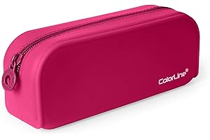 PRACTICOFFICE Colorline 58111 - Portatodo de Silicona con Tacto Ultra Soft de Alta Resistencia, Estuche Multiuso para Viaje, Material Escolar, Neceser y Accesorios. Color Fucsia, Medidas 18 x 7 x 5 cm