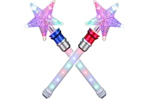 XJSGS- Light Up LED Wand Star Light Flashing Wands,Magic Wand Rotating Toy for Girls and Boys christmas & birthday gift (Star 2PCS)