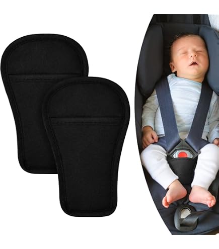 Diono 2 Pezzi Spalline Morbide In Velluto Per Seggiolino Auto E Passeggino - Imbottitura In Memory Foam, Reversibili, Antistress, Nero