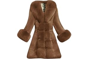 L9WEI Kunstpelz Mantel Lang Damen Oversized Kunstfell Mantel mit Kapuze Elegant Faux Pelz Mäntel Pelzmantel Einfarbig Felljacke Warme Plüschmantel Lose Winter Kunstfell Mantel