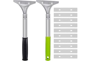 Auidy_6TXD 2 Stück Tapetenschaber Fensterschaber Schaber mit 10 Stück Ersatzklingen, 4'' Schaber Küchenschaber Set Kochfeldschaber Klebereste Farbe Abziehbilder für Badezimmer Fliesen
