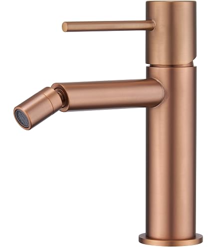 Rubinetto Monocomando Per Bidet MIICE – Ottone Oro Spazzolato Con Cartuccia Ceramica 35mm – Modello Line Per Bagno Elegante