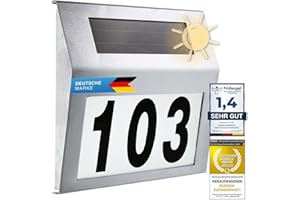 ‎GOODS+GADGETS Solar Hausnummernleuchte beleuchtete Hausnummer mit LED Beleuchtung aus Edelstahl IP44 (Standard)
