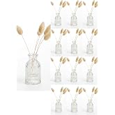 12 Adet &Ccedil;izgili Mini Vazo 7,5 cm Kahve Yanı K&uuml;&ccedil;&uuml;k Dekoratif Vazo 35 ml