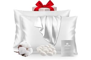 Larlary Jedwabna poszewka na poduszkę 50 x 75 cm, biała, 90% jedwab, 10% bawełna, na poduszkę 50 x 75 cm, miękka i hipoalergiczna