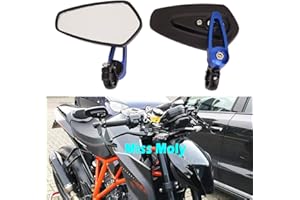 MISS MOLY Motocicleta Espejos Laterales de Extremo de Barra,7/8 "22 mm Aleación de Aluminio Espejos Retrovisores del Manillar para Scooter Cruiser Sport Bike(Azul)