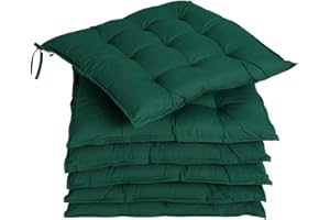 Detex Set 6pz Cuscini per Sedia 45x45x5cm con Lacci Effetto Visco Interni Esterni Cuscino Coprisedia Verde