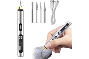 TONGDEJING Electric Engraving Tool Kit, USB Cordless Rechargeable Engraving Pen With 4 Tungsten Carbide Tip, Mini DIY Rotary Engraver for Carving Leather Wood Metal Stone Plastic Jewelry Glass(Silver)