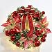 Produktbild Brinny 30cm Weihnachtsdeko LED Weihnachtskranz Adventskranz Türkranz Kranz mit Rot Kugeln und Ball