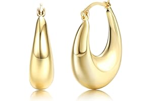 MILACOLATO Orecchini Cerchio in Oro per Donna Orecchini in Argento Sterling Ipoallergenici Orecchini Goccia Leggeri Vuoti Cerchio Mezzo con Placcatura in Oro 14K Orecchini Dichiarazione in Oro Spesso