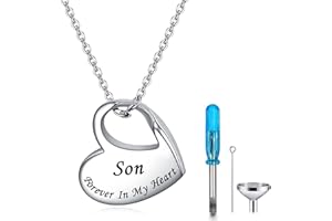 YOTHIWAD Heart Urn Necklace for Ashes Cremation Jewelry Forever in My Heart Engraved Stainless Steel Keepsake Waterproof Memorial Pendant for loved One with Filling Kit