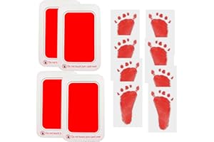 ZHIYE Baby Footprint & Handprint Kit – 4 Red Inkless Print Pads Plus 8 Imprint Cards, 100% Clean-Touch Ink Pad for Newborns, Perfect Family Keepsake Gift for Printing Touch Imprints