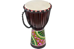 AKLOT Djembe Drum 10 inch African Hand-Carved Bongo Congo Drum 10'' x 20'' Solid Mahogany Goatskin Drumhead Casual Colors and Patterns