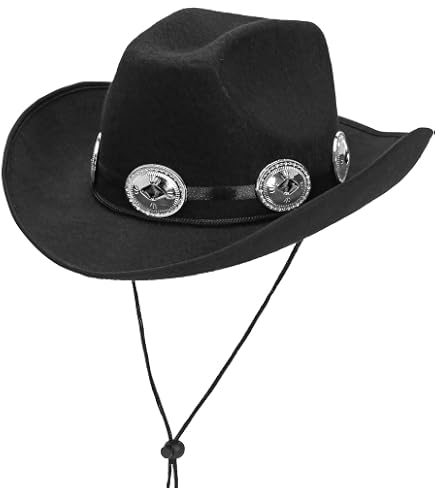 Boland Chapeau Cowboy Glamour Pailleté Noir - Déguisement Rodeo, Carnaval, EVJF Ou Fête à Thème