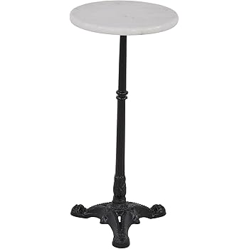 Bistrotisch Marmor Gahalia Gartentisch weiß, gusseisener Fuss mit