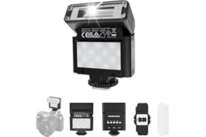 NEEWER BASICS Mini Camera Flash with 2W LED Video Light/GN10/0.5-3.5s Recycle/550 Flashes/6500K±300K/800mAh Battery, Compatible with Canon Fujifilm Sony Nikon Ricoh DSLR Standard Hot Shoe Camera, A10L