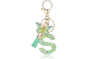 BETRYNIDIL Porte-Clés pour Lettre, Porte Clés Initiale Personnalisé Femme, Papillon Porte-clé pour Fille Femme, Cadeau, Clef voiture, Décoration de Sac, Saison Scolaire