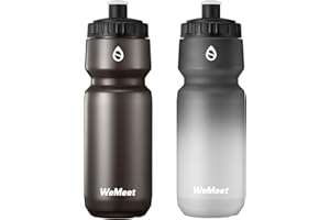 WEMEET Auslaufsichere Fahrrad Trinkflasche, Rennrad Trinkflasche 700ml, BPA-frei, Squeeze Radflasche mit Kapazitätsskala, für Reiten, Fitnessstudio (Schwarz & Schwarz Weiß, 2er Pack)