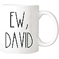 Nomkat David Coffee Mug, 11oz Ceramic, White, Modern, Funny David Mug, Alexis, Office/Home, 11ounces
