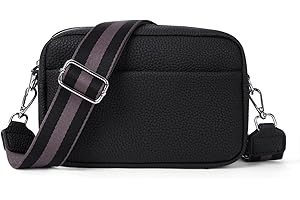 DKIIL NOIYB Crossbody Bag for Women, Small Genuine Leather Women's Cross-body Bags White Crossbody Camera Bag Removable Wide Strap Shoulder Bag Purse